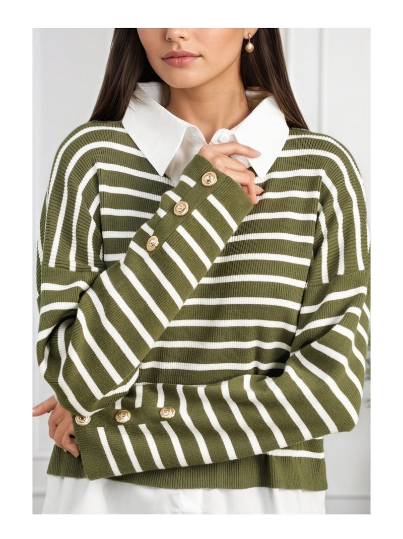 Pull Chemise Kebello Vert - Kiabi