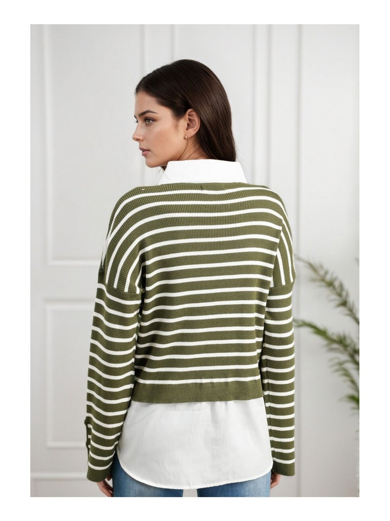 Pull Chemise Kebello Vert - Kiabi