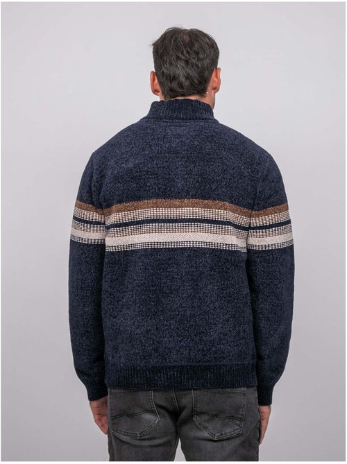 Pull chenille col camionneur zippé rayures latoria - Kiabi Pull chenille col camionneur zippé rayures latoria - Kiabi