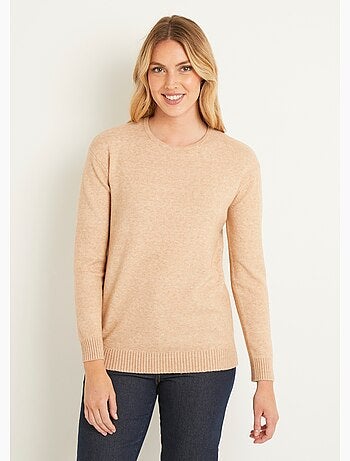 Pull chiné court col rond avec laine - Afibel
