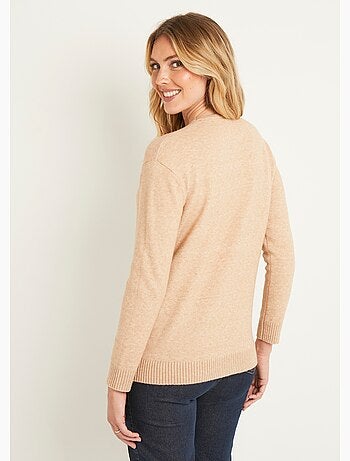 Pull chiné court col rond avec laine - Afibel