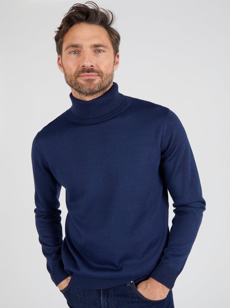 Pull classique col roulé - Damart Bleu marine - Kiabi