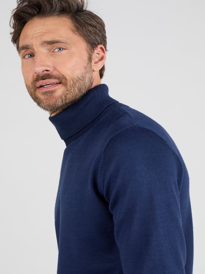 Pull classique col roulé - Damart Bleu marine - Kiabi
