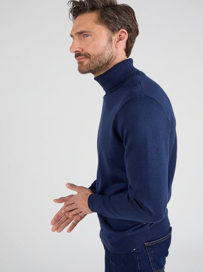 Pull classique col roulé - Damart Bleu marine - Kiabi