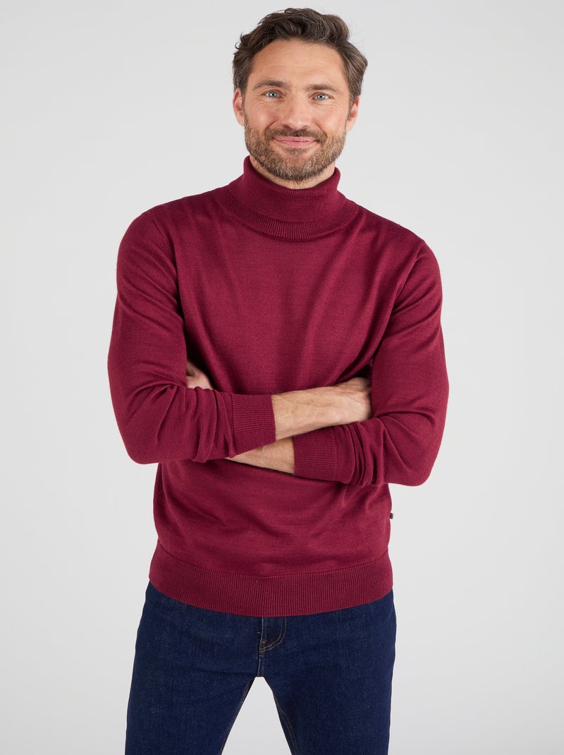 Pull classique col roulé - Damart Rouge - Kiabi