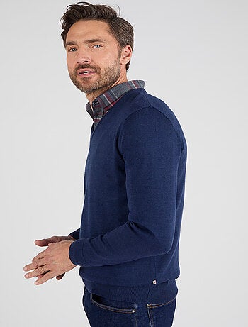 Pull classique encolure V avec laine - Damart