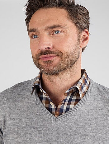 Pull classique encolure V avec laine - Damart