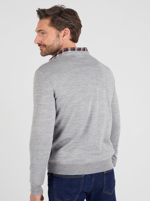 Pull classique encolure V avec laine - Damart - Kiabi