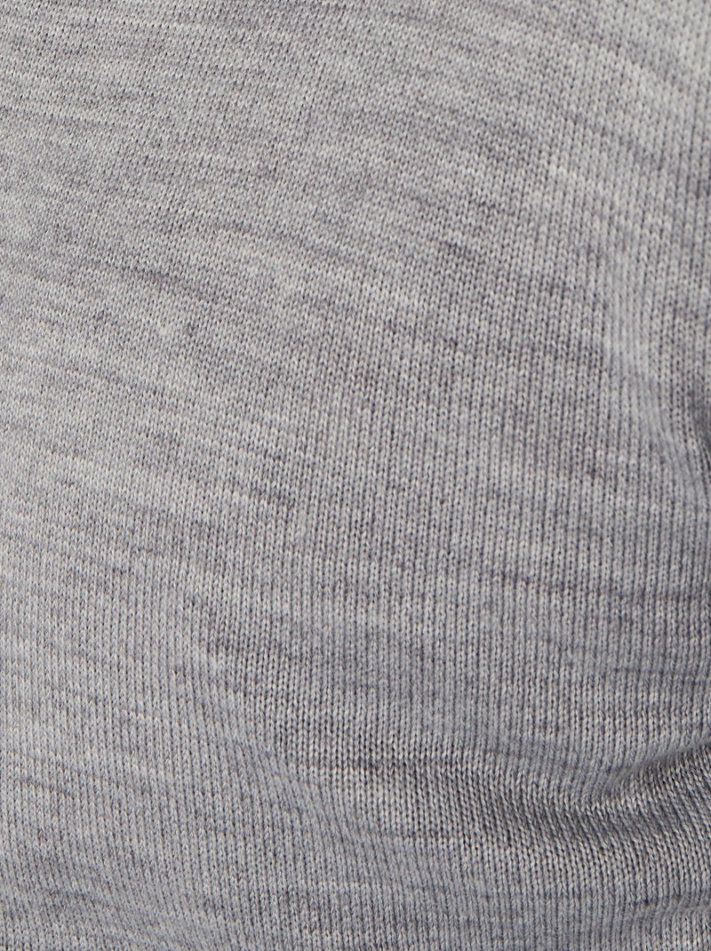 Pull classique encolure V avec laine - Damart Gris - Kiabi