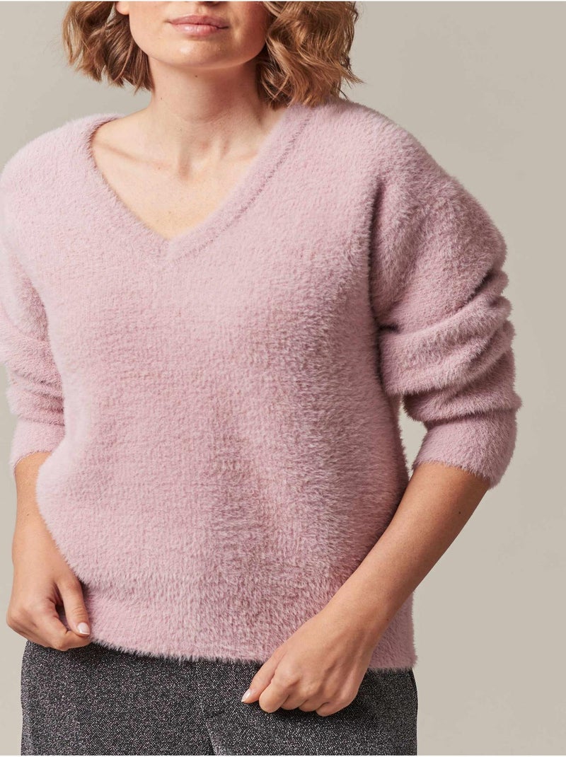Pull cocooning avec une texture toute douce  'Deeluxe' Rose clair - Kiabi