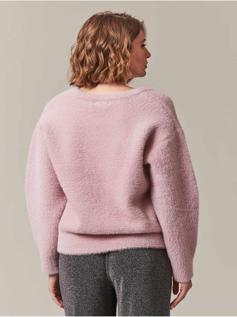 Pull cocooning avec une texture toute douce  'Deeluxe' Rose clair - Kiabi