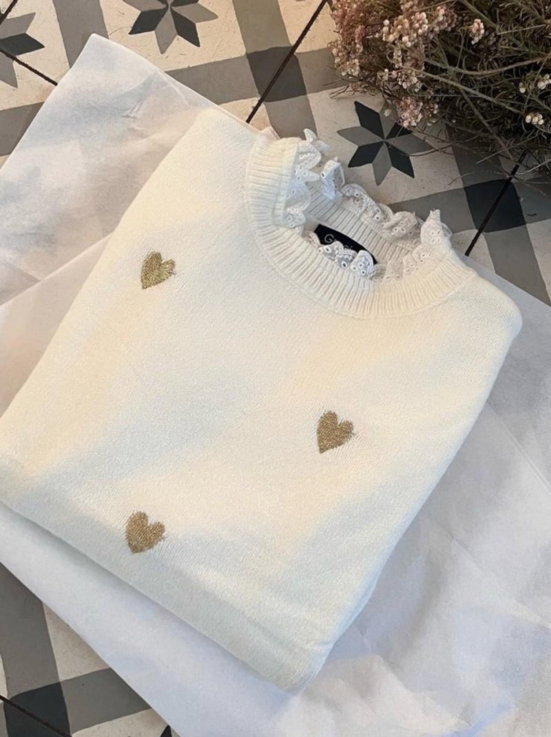 Pull cœur Charlie Blanc - Kiabi