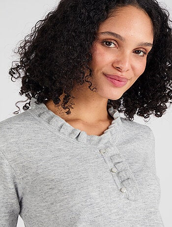 Pull col à volant mélange laine Thermolactyl - Damart