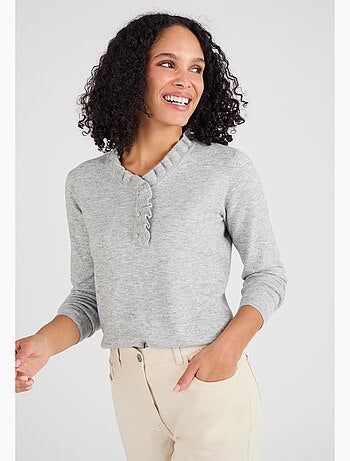 Pull col à volant mélange laine Thermolactyl - Damart