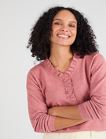 Pull col à volant mélange laine Thermolactyl - Damart