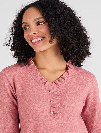 Pull col à volant mélange laine Thermolactyl - Damart