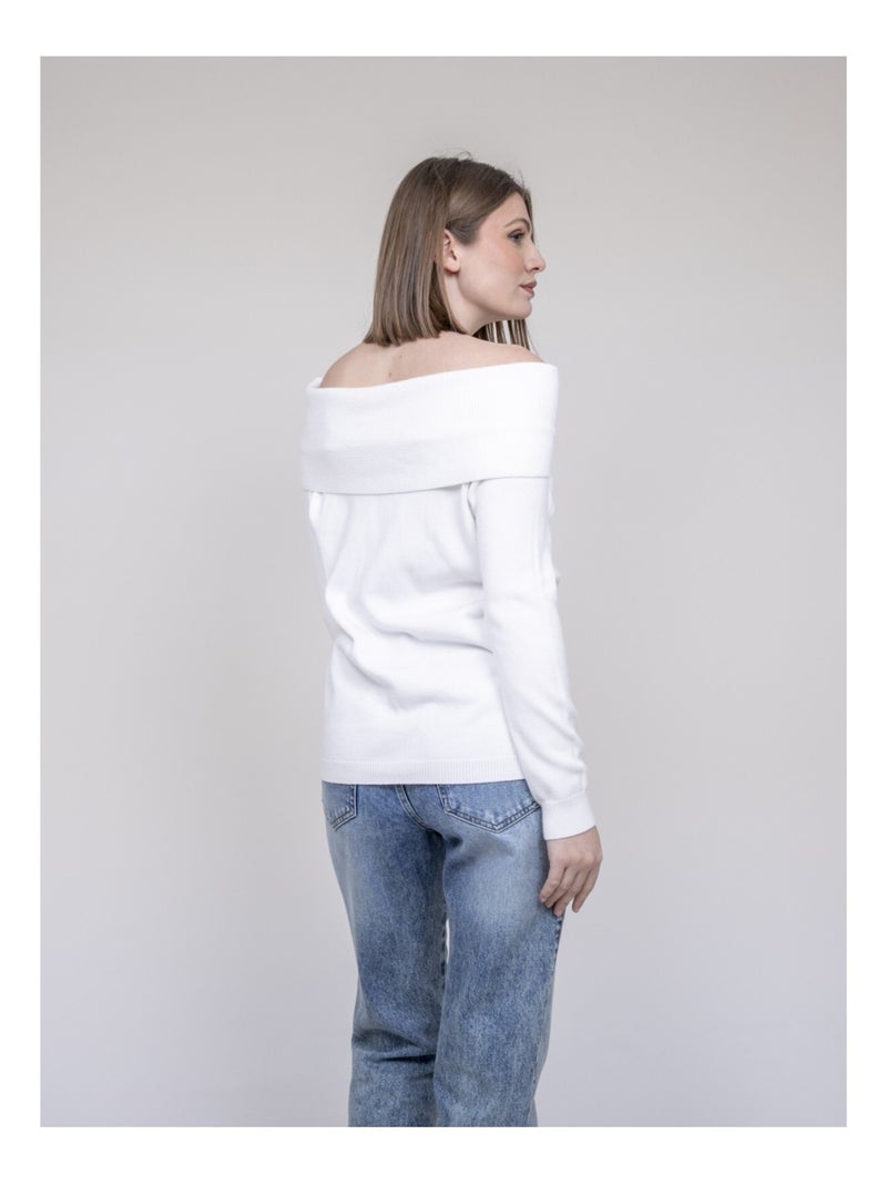 Pull col bardot KATARINA Blanc - Kiabi