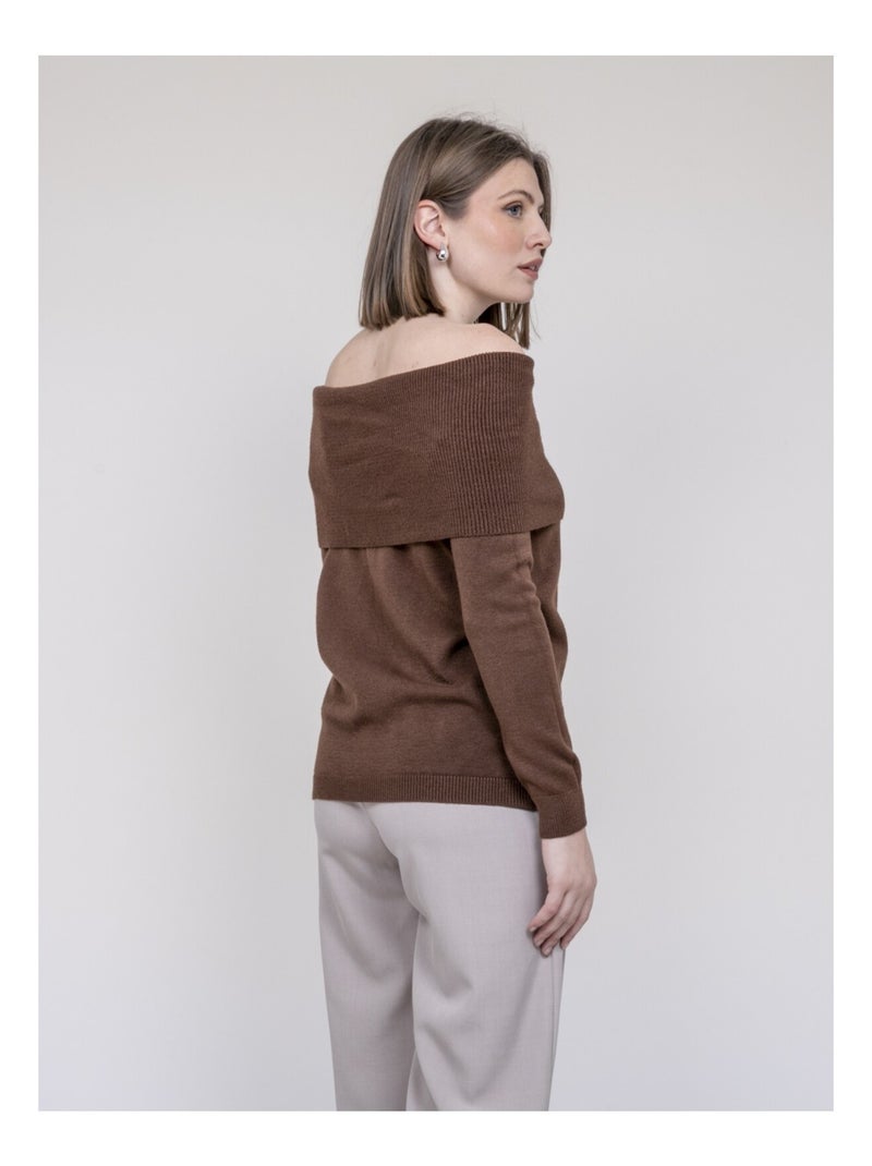 Pull col bardot KATARINA Marron - Kiabi
