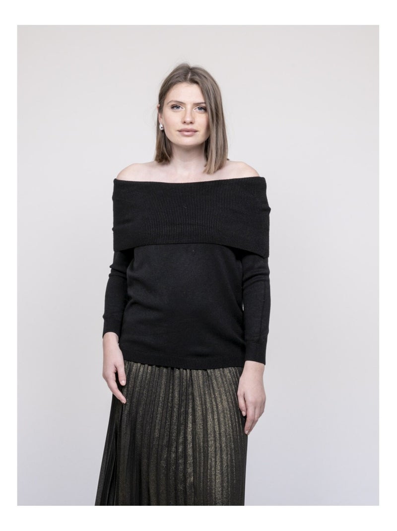 Pull col bardot KATARINA Noir - Kiabi
