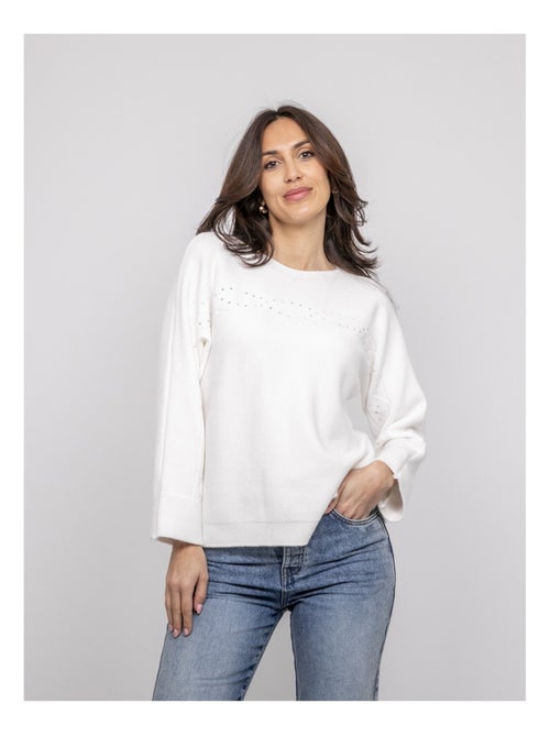 Pull col bateau avec strass KAJU - Kiabi