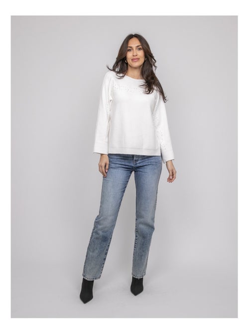 Pull col bateau avec strass KAJU - Kiabi