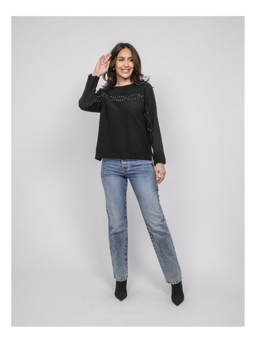 Pull col bateau avec strass KAJU - Kiabi