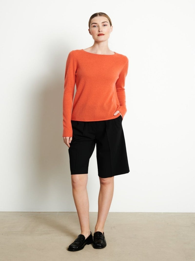 Pull col bateau femme 100% cachemire - LILLY 5B Orange mandarine - Kiabi
