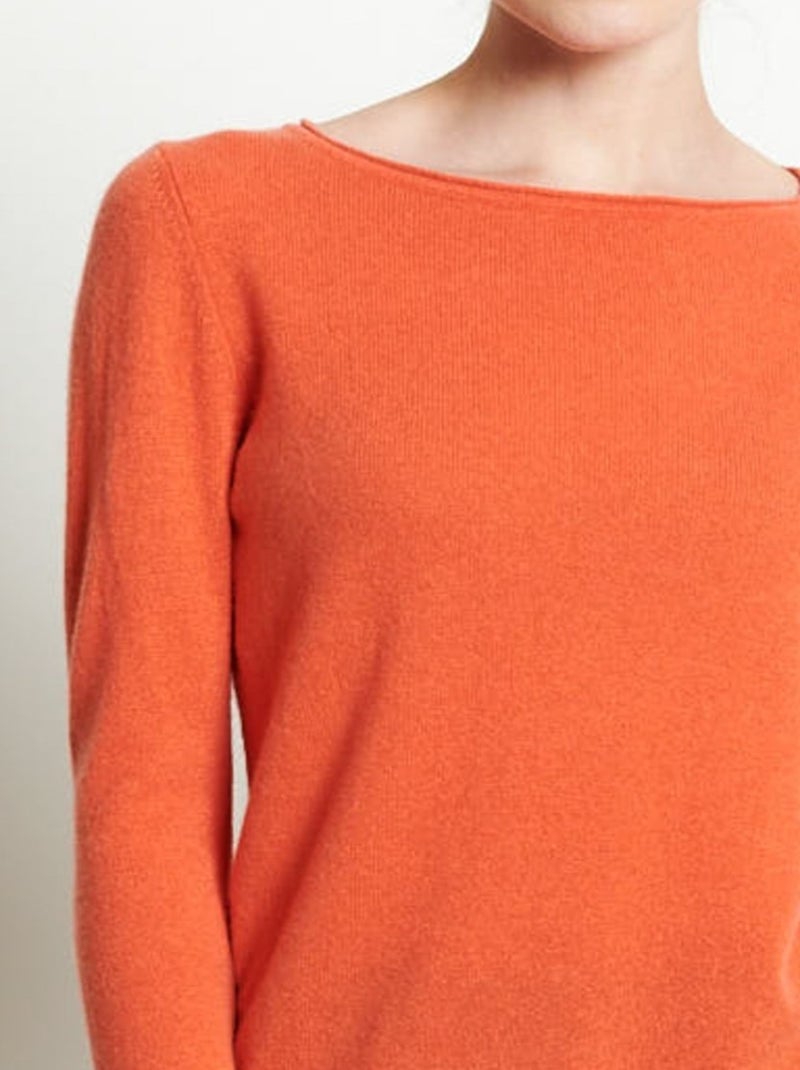 Pull col bateau femme 100% cachemire - LILLY 5B Orange mandarine - Kiabi