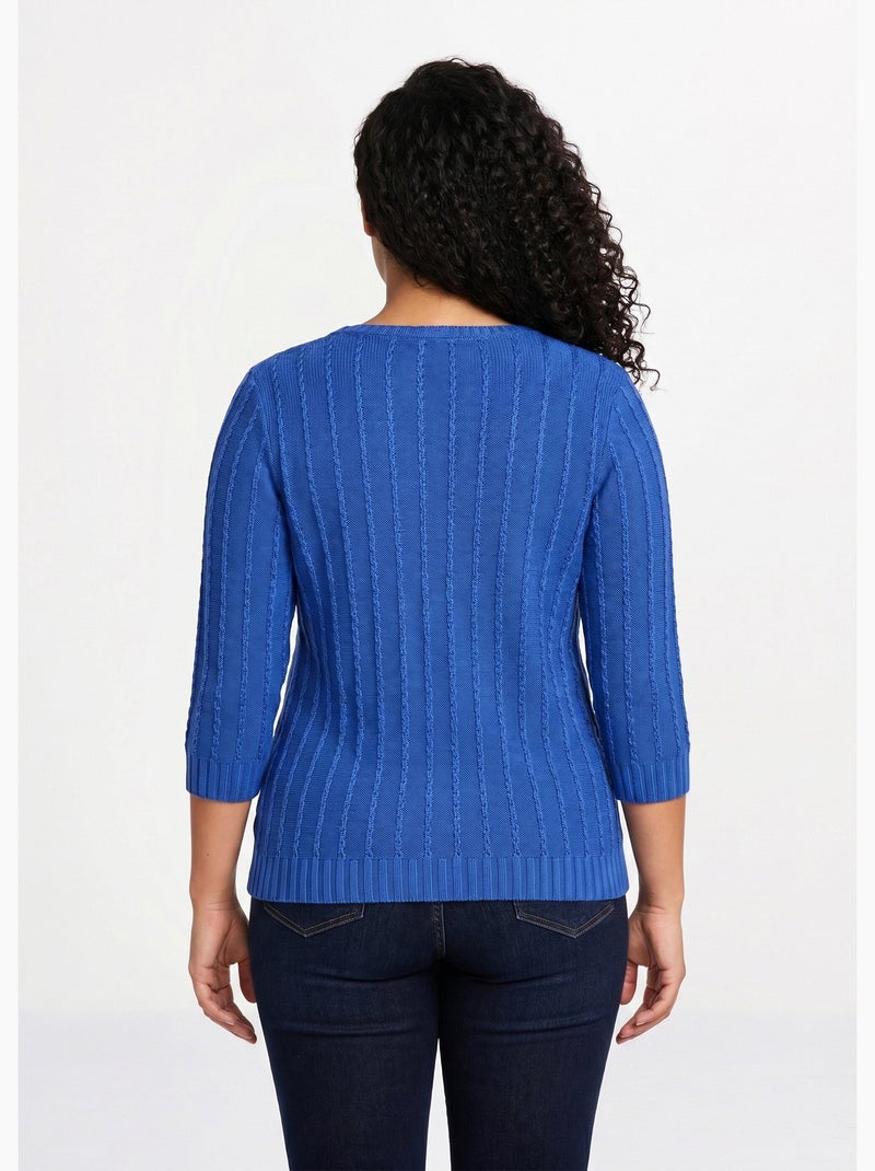 Pull col bateau manches 3/4 - Afibel Bleu - Kiabi