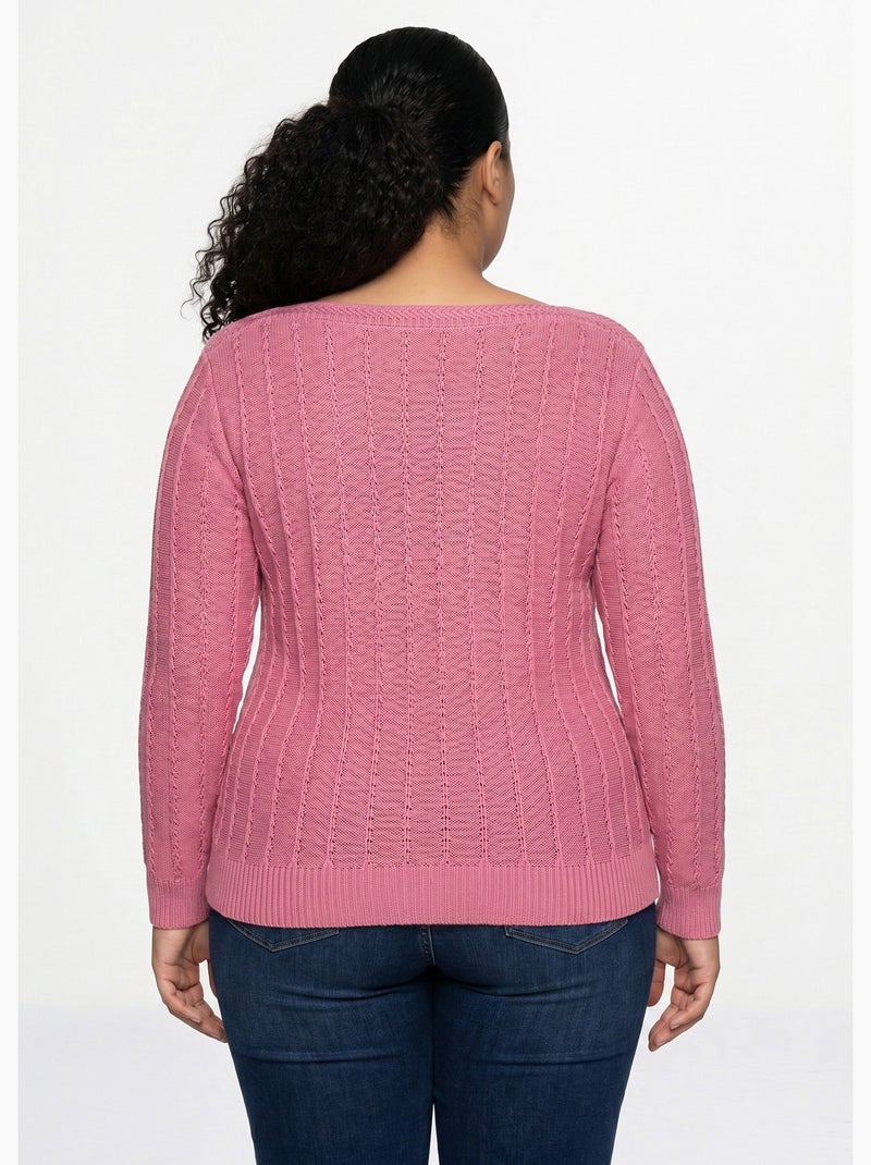 Pull col bateau manches 3/4 - Afibel Rose - Kiabi
