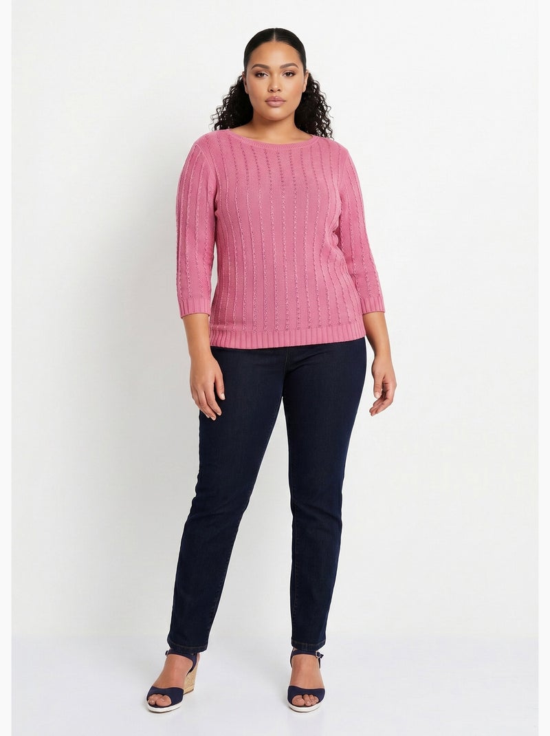 Pull col bateau manches 3/4 - Afibel Rose - Kiabi
