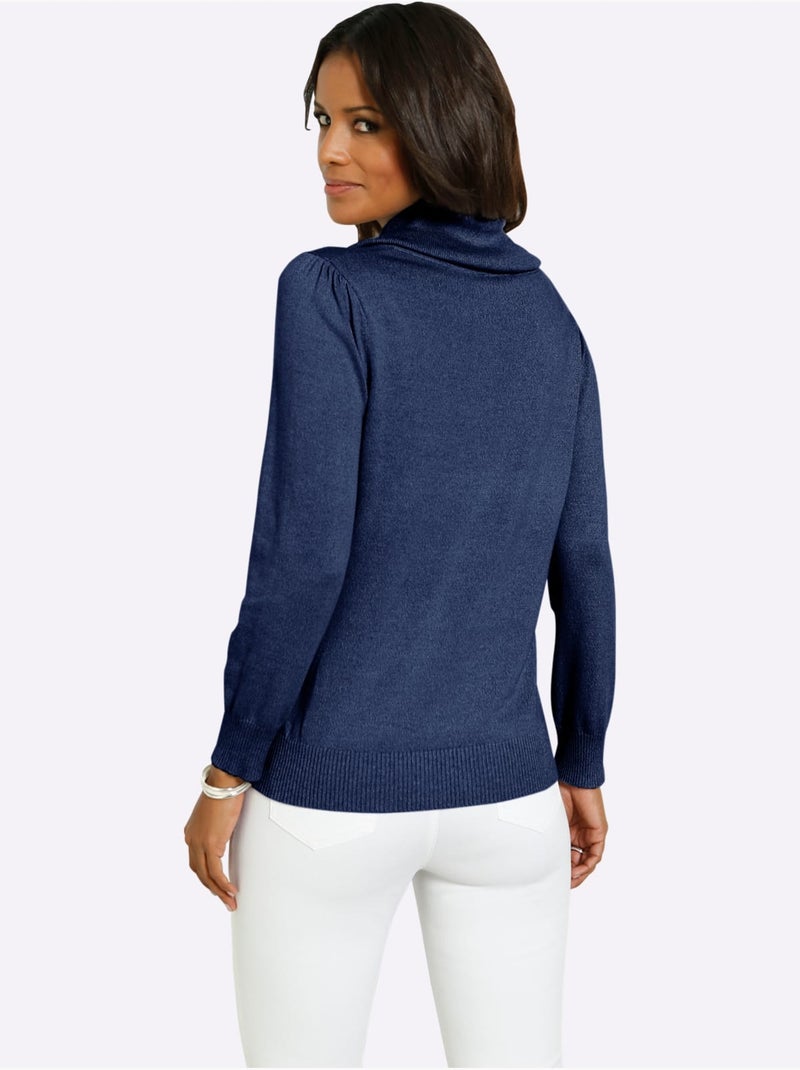 Pull Col Bénitier 55% Coton - Taille Standard - Witt Bleu marine - Kiabi