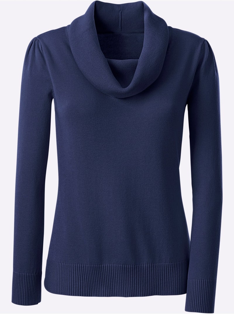 Pull Col Bénitier 55% Coton - Taille Standard - Witt Bleu marine - Kiabi