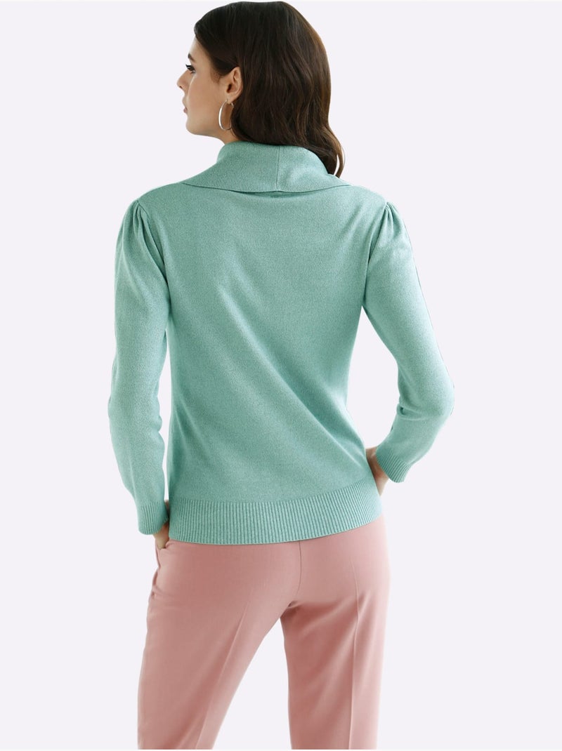 Pull Col Bénitier 55% Coton - Taille Standard - Witt Menthe - Kiabi