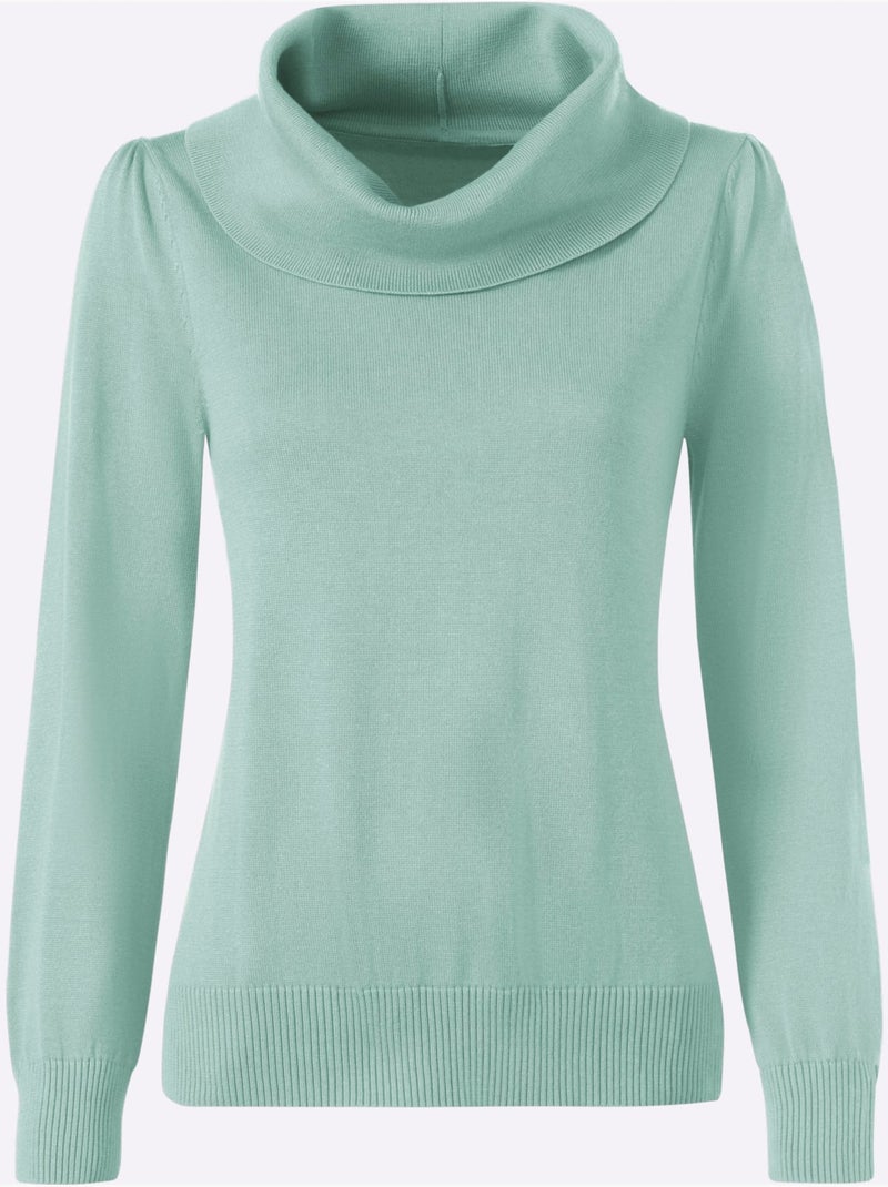 Pull Col Bénitier 55% Coton - Taille Standard - Witt Menthe - Kiabi
