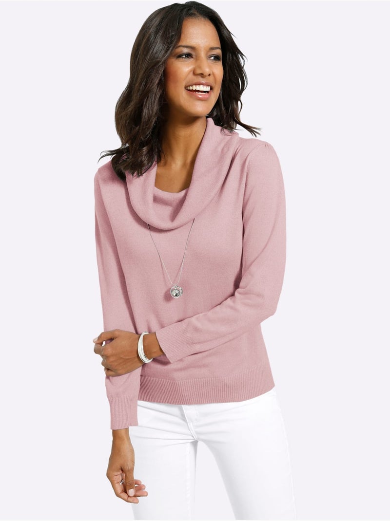 Pull Col Bénitier 55% Coton - Taille Standard - Witt Rose - Kiabi