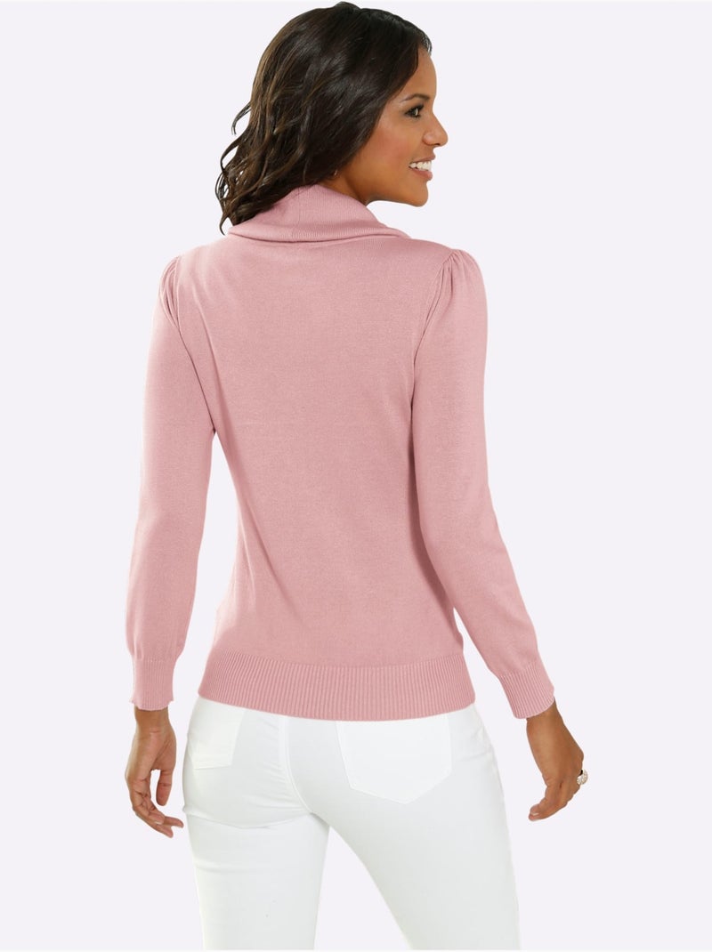 Pull Col Bénitier 55% Coton - Taille Standard - Witt Rose - Kiabi