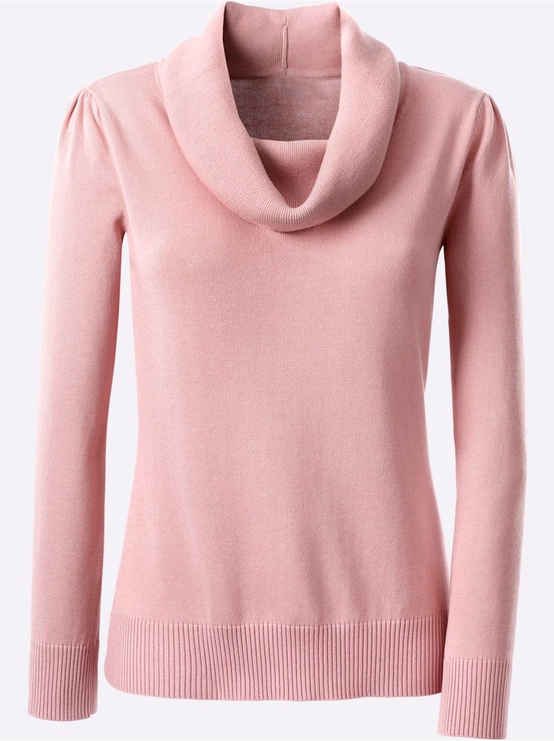 Pull Col Bénitier 55% Coton - Taille Standard - Witt Rose - Kiabi