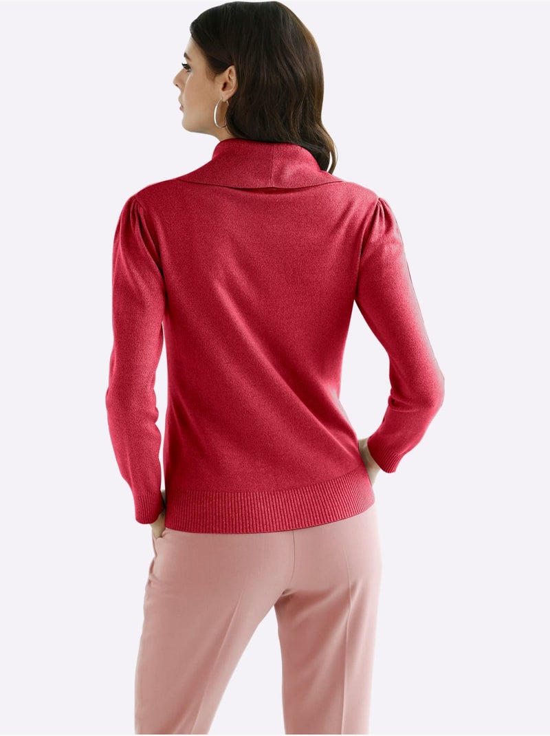 Pull Col Bénitier 55% Coton - Taille Standard - Witt Rouge - Kiabi