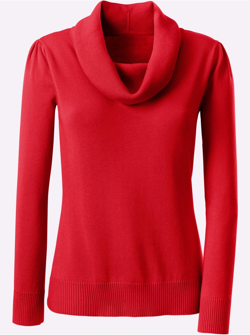 Pull Col Bénitier 55% Coton - Taille Standard - Witt Rouge - Kiabi