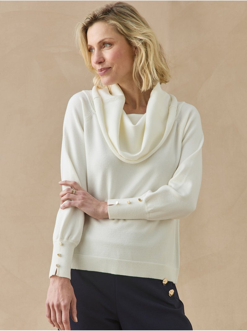 Pull col boule avec laine - daxon Ecru - Kiabi