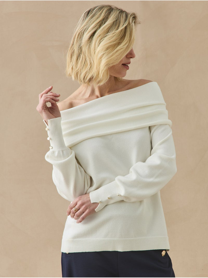 Pull col boule avec laine - daxon Ecru - Kiabi