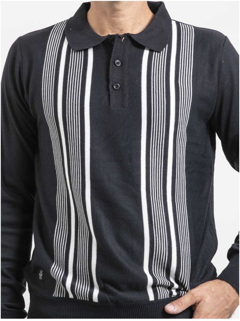 Pull col boutonné LARWING Bleu marine - Kiabi