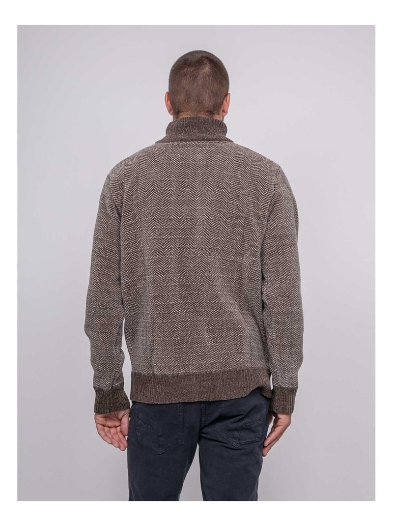 Pull col boutonné LITUDO Marron - Kiabi