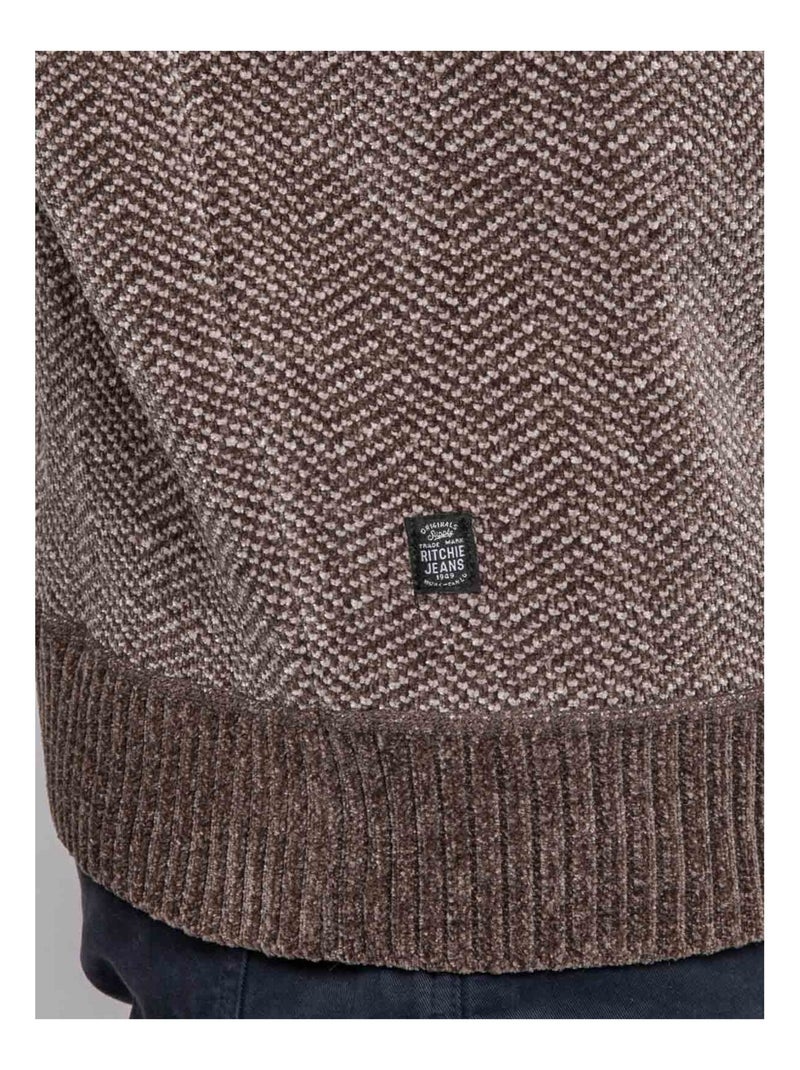 Pull col boutonné LITUDO Marron - Kiabi