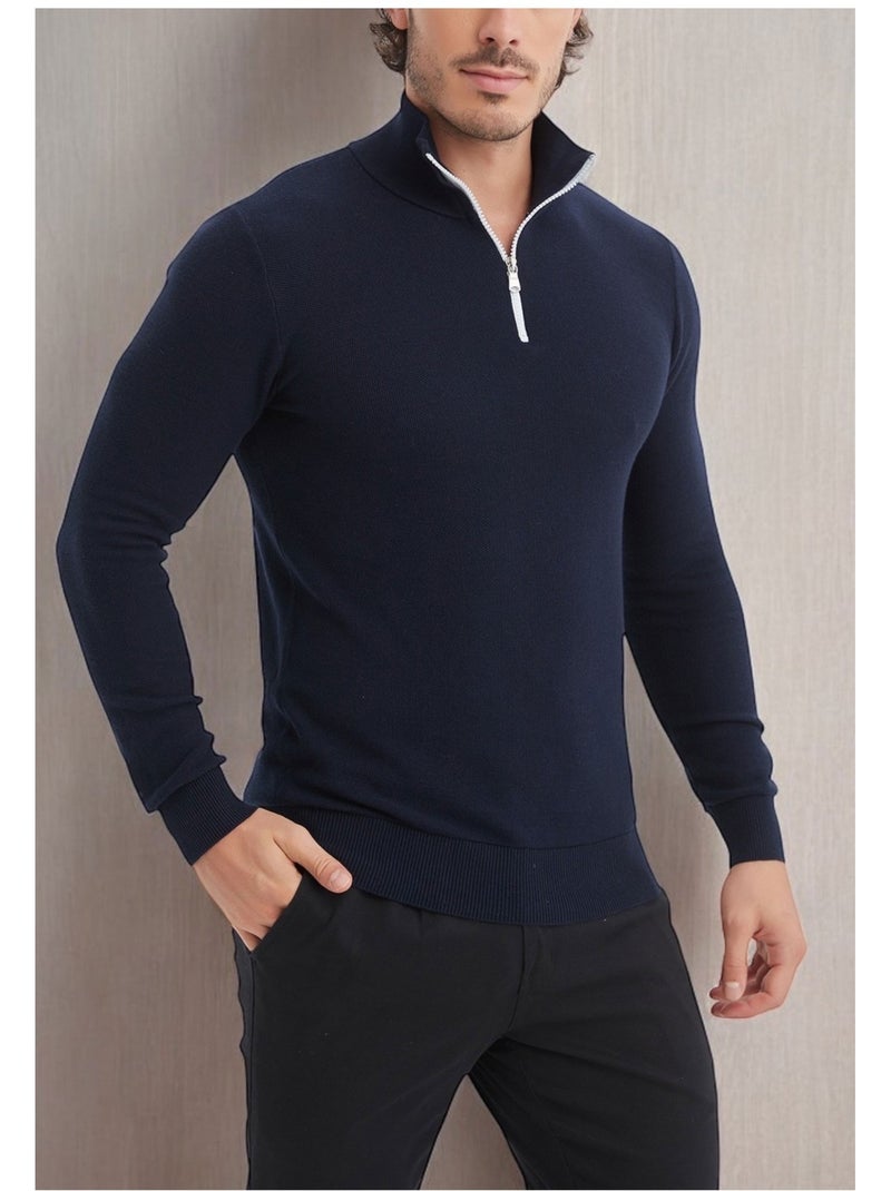 Pull col Camioneur Kebello Bleu marine - Kiabi