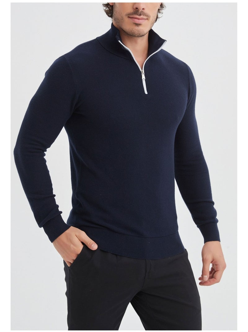 Pull col Camioneur Kebello Bleu marine - Kiabi