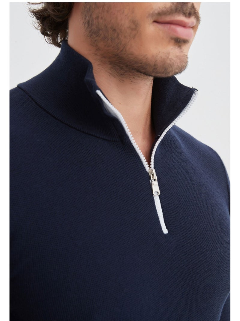 Pull col Camioneur Kebello Bleu marine - Kiabi
