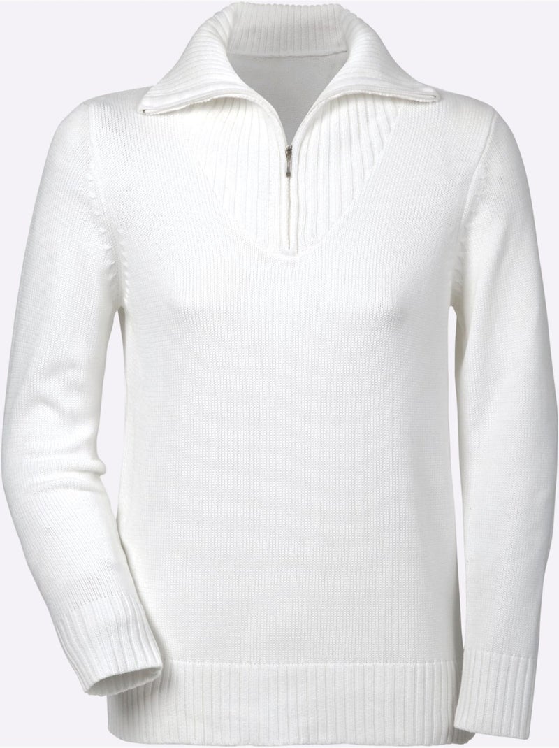 Pull col Camionneur Avec Coton - Taille Standard - Witt Blanc cassé - Kiabi