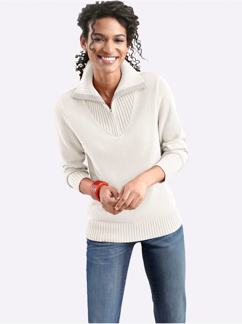 Pull col Camionneur Avec Coton - Taille Standard - Witt Blanc cassé - Kiabi